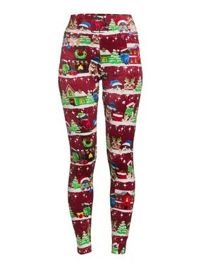 No Boundaries Juniors' Christmas Kitties Velour Leggings